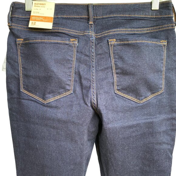 Old Navy Rockstar Women’s Super Skinny Jeans Sz 12 Short Dark Rinse Mid Rise 27" - Picture 4 of 12
